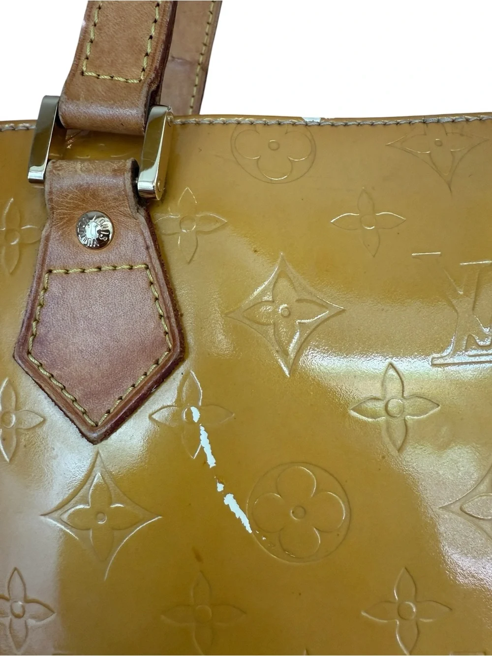 Louis Vuitton Vintage Yellow Vernis Houston Patent Leather Tote